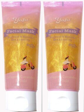 Yafa Anti-Aging Facial Mask - Collagen, Cucumber, & Gold (Set of 2)